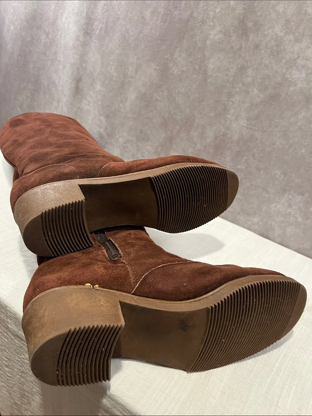 LL Bean Brown Suede Tall Boots - Cozy Lined Sherpa Knee-High size 8.5